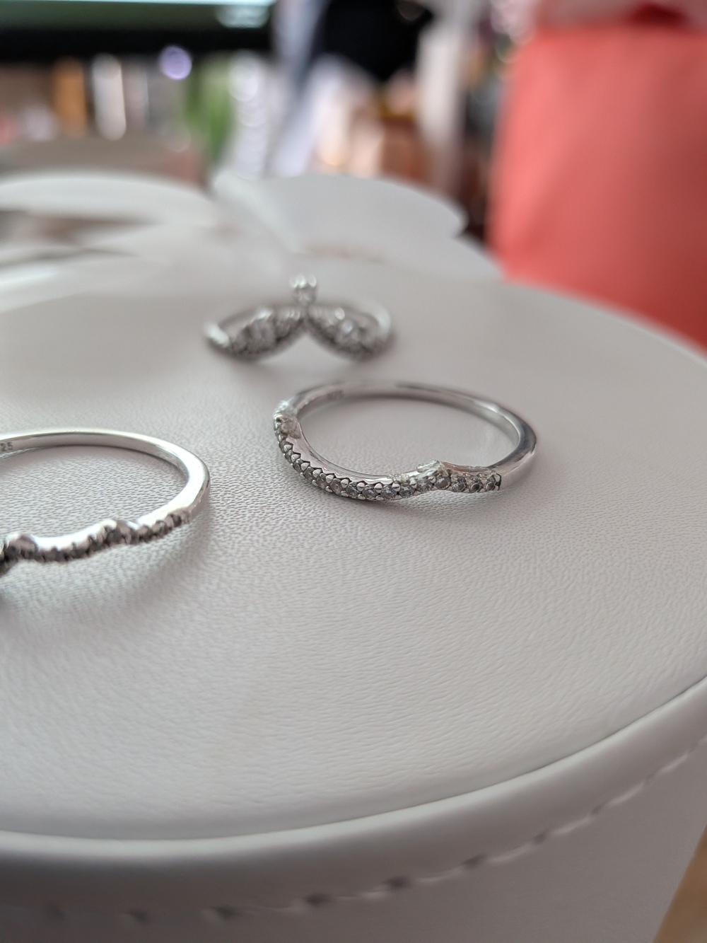 Sterling Silver Chevron .925 Pave Stackable Rings - 3 Rings - Picture 7 of 8